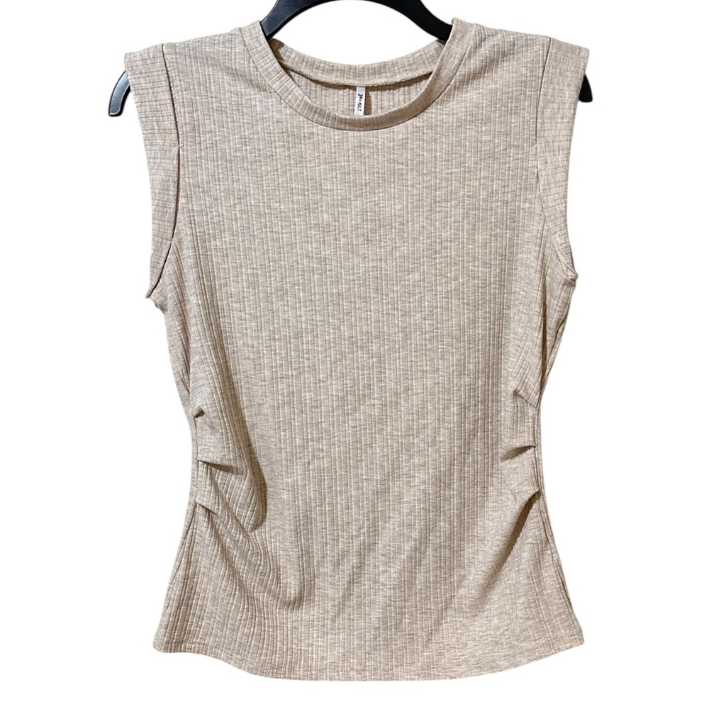 3rd & Malt oatmeal (light tan/cream) ribbed sleeveless muscle shirt size Medium